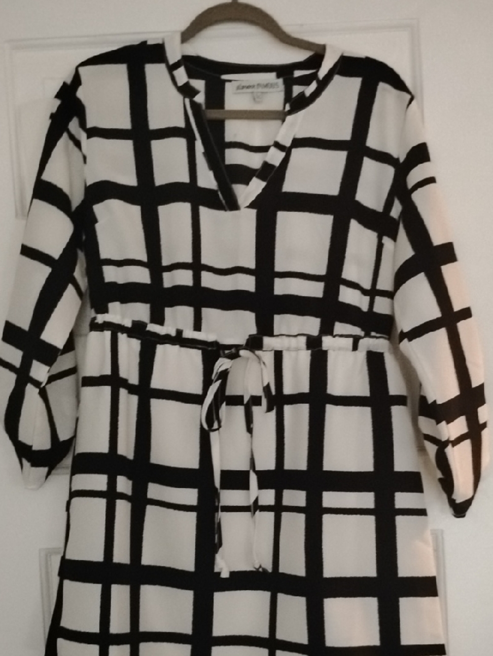 Almost Famous Black and White Windowpane Midi Dress